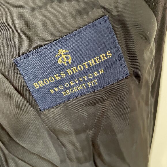 Brooks Brothers Men's Black BrooksStorm 40R Regent Coat 100% Wool Overcoat - Picture 5 of 14
